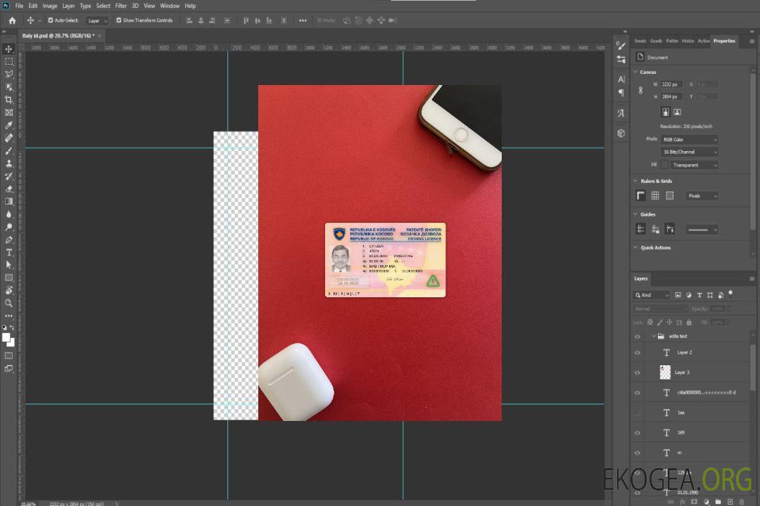 Photolook du permis de conduire du Kosovo template Photolook du permis de conduire du Kosovo template